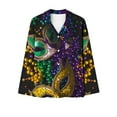 thumbnail image 4 of BiZtdJrK Womens Pajama Sets Mardi Gras Mask Print 2 Piece Outfits Casual Button Long Sleeve Blouse and Lounge Trousers Comfy Satin Sleepwear Multicolor XXL Christmas, 4 of 6