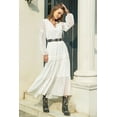 thumbnail image 5 of Long Sleeve Boho Dress with Tie Neck Dress (M, White), 5 of 5