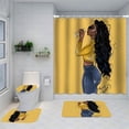 thumbnail image 1 of Accesorios de baño Cortina de ducha de poliéster con impresión digital 3D de niña africana Cortinas divisorias para baño, 1 of 1