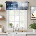 thumbnail image 2 of Navy Blue Grey Kitchen Curtain Valances for Windows Farmhouse Short Curtains, Modern Ombre Oil Painted Abstract Art Rod Pocket Valance Curtain for Bedroom Cafe Living Room 42"x12", 2 of 8
