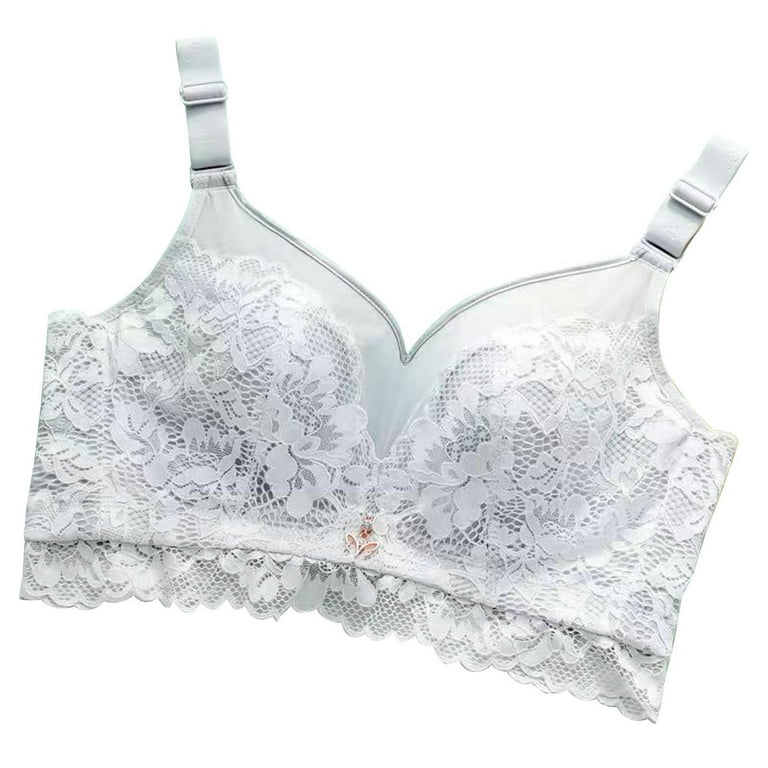 Amtdh Women's Bras Clearance Charming Ladies Underwear New Season 2024 Sexy  Bra Wire Free Lingerie Large Size Thin Cup Lace Bra for Woman Gray XL 