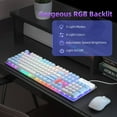thumbnail image 3 of V550 Wireless Gaming Keyboard and Mouse, 2.4G Full-Sized RGB LED Computer Keyboards with Transparent Shell, Rechargeable Quiet Cordless Mouse & Keyboard Combo for Laptop/PC (Blue & White), 3 of 4