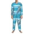 thumbnail image 3 of Vsdgher Dolphin Mens Pajama Set, Soft Warm Long Sleeve Sleepwear, Cozy Button-Down Pjs for Men-Medium, 3 of 7