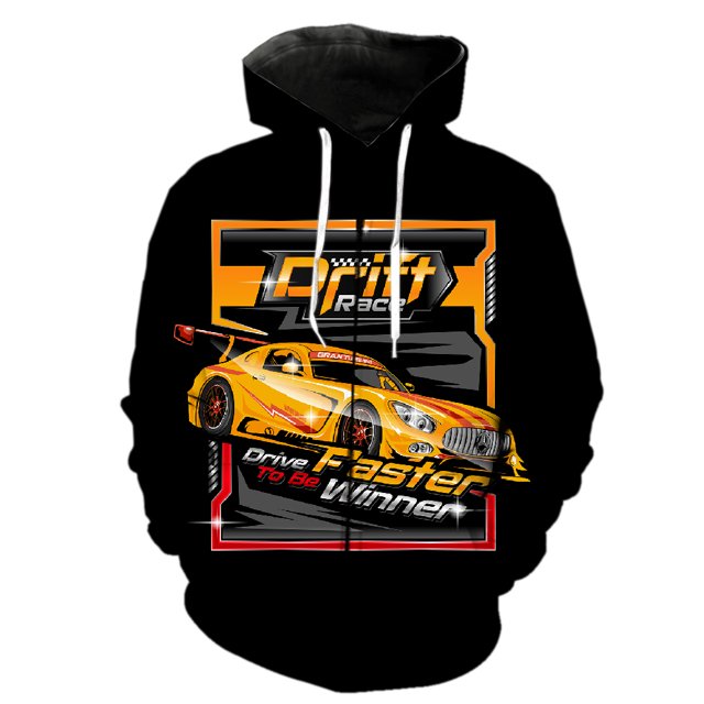 Sudadera con capucha y cremallera para hombre y adolescente, unisex, con estampado 3D de coches clásicos de dibujos animados, estilo Harajuku, hip hop, de manga larga, de gran tamaño, divertida