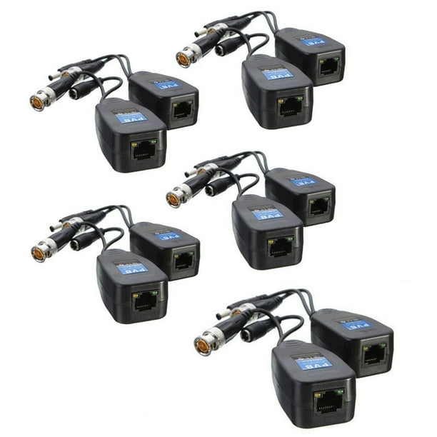 5 Pares CCTV Coax BNC Video Power Balun Transceptor a CAT5E 6 RJ45 Conector Coaxial/AnalóGico HD Transmisor de Par