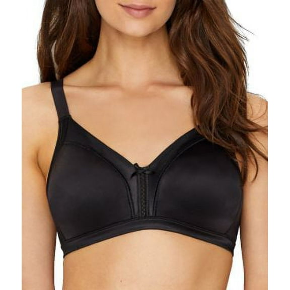 Women's Bali DF0044 Double Support Soft Touch Wirefree Bra (Black 36B)