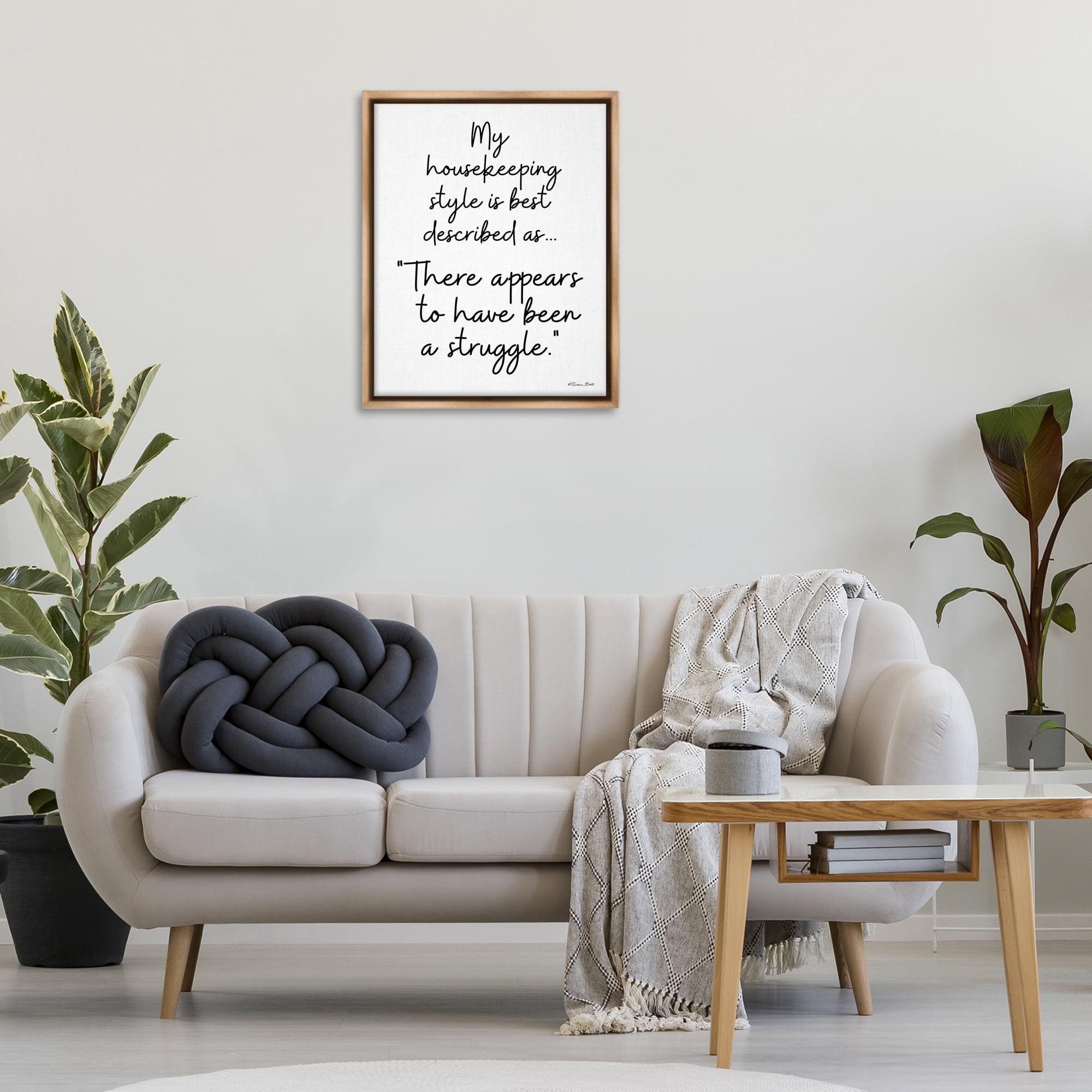 Stupell Industries Funny Housekeeping Struggle Novelty Painting Brown Floater Framed Art Print Wall Art, 25 x 31