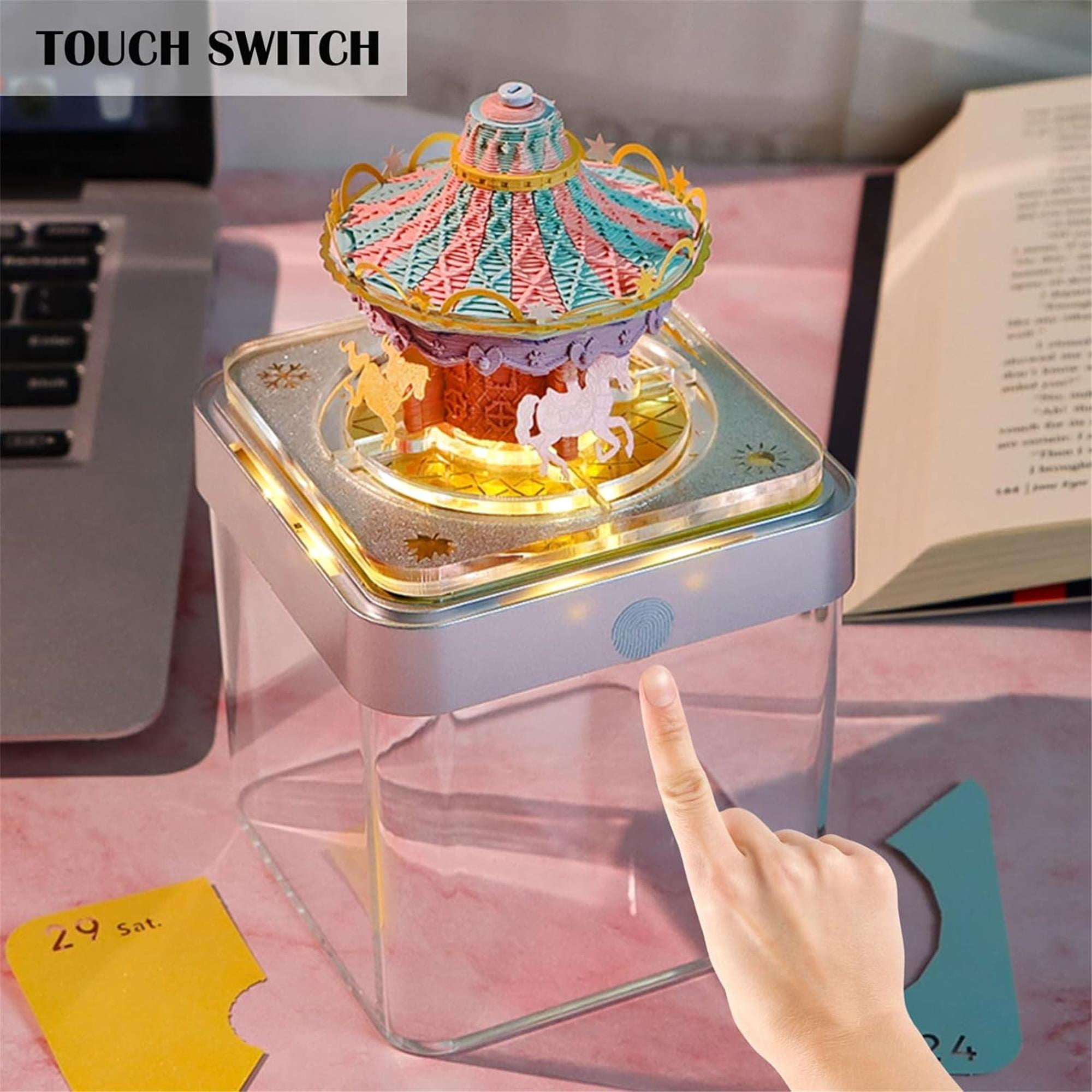 SQDWYGG 3D Memo Pads Paper, Creative Time Piece 2025 Notepad Artopad Carving Gift Desktop Decoration, Artist DIY Notes With LED Lights Craft,Merry-Go-Round,3.85" x 3.85"x 3.34"