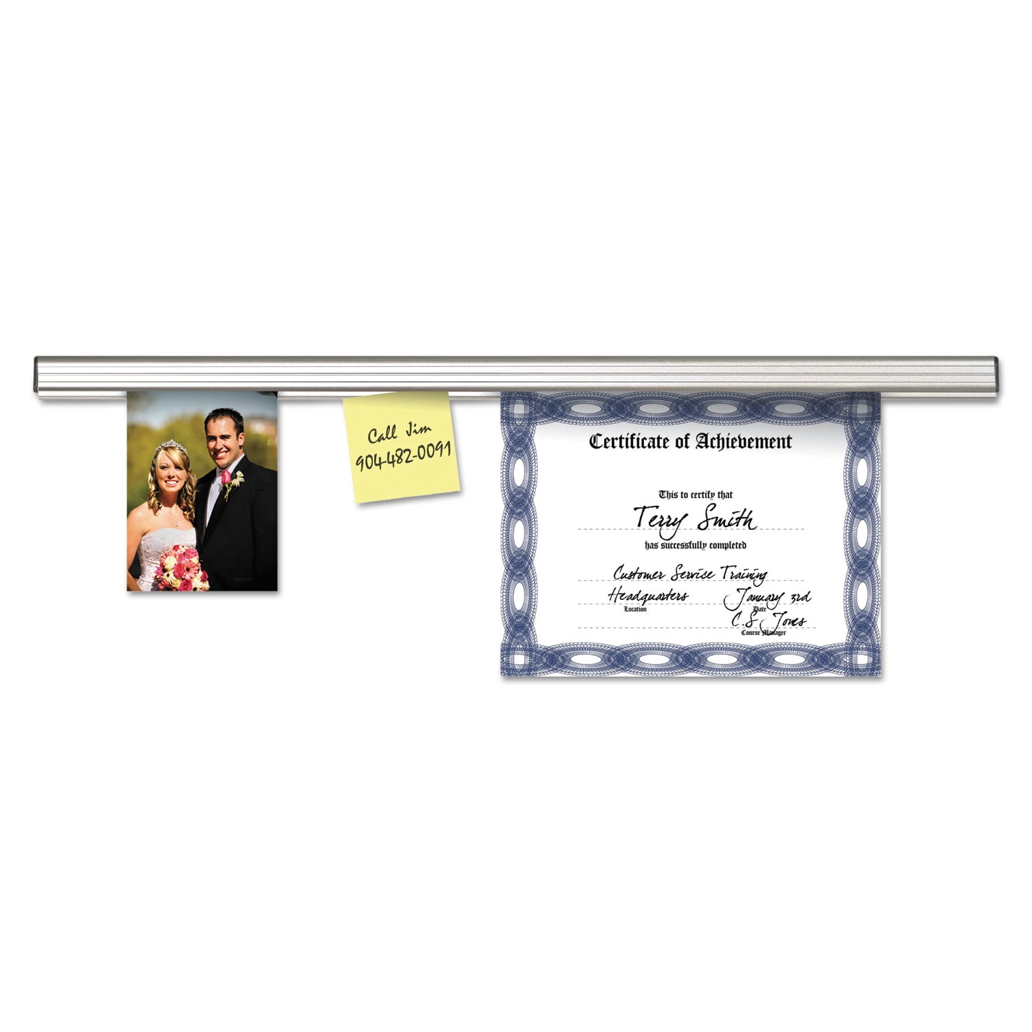 Advantus Grip-a-Strip Display Rail, 36 x 1 1/2, Aluminum Finish