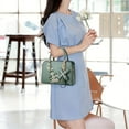 thumbnail image 2 of Elegant Floral Pattern Handbag, Women's Fashion Faux Leather Shoulder Bag, Trendy Double Handle Purse, 2 of 4