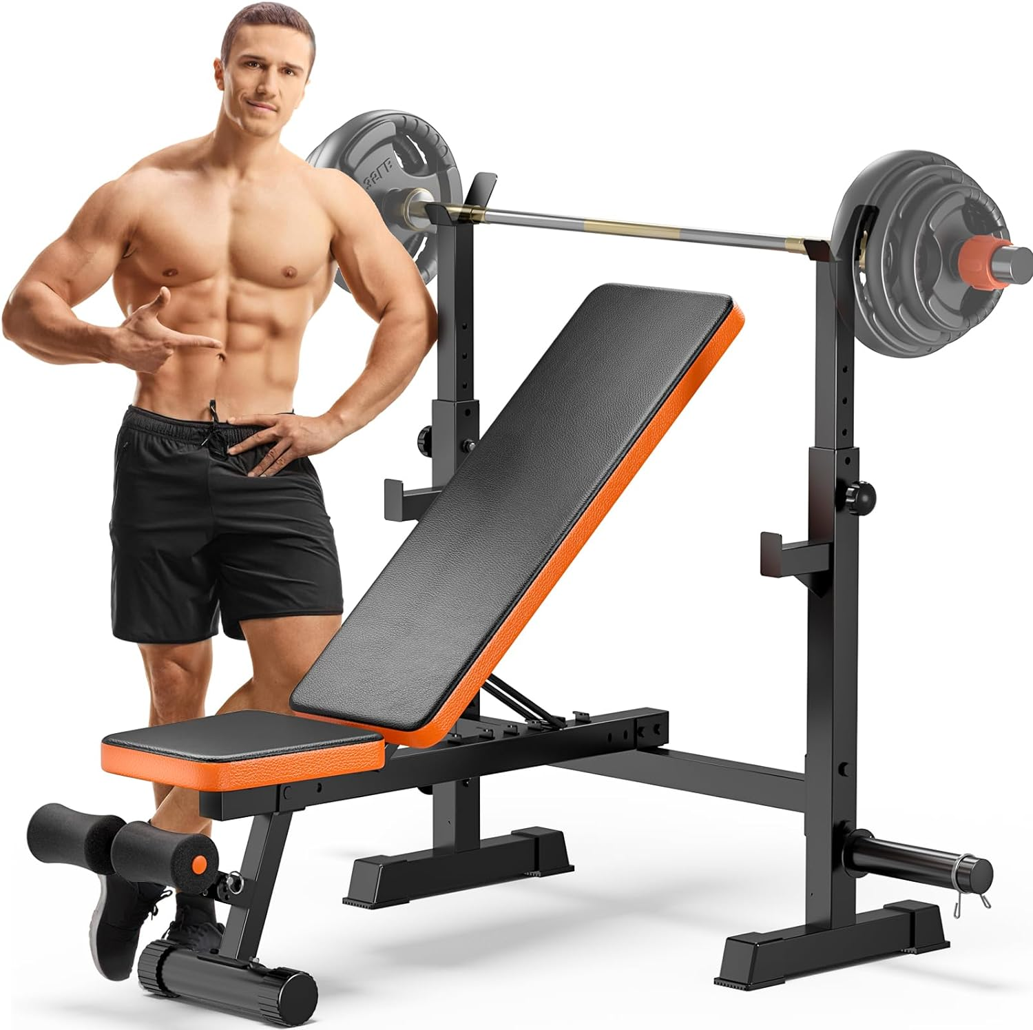 GIKPAL 6-in-1 Weight Bench, 660 lbs with Squat Rack photo 6