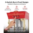 thumbnail image 6 of PopBria 12oz Popcorn Machine with Cart, Retro Professional Popcorn Maker, Movie Theater Style Popcorn Machine with Warming Deck, 64-Cup Large Batch for Home Theater and Party (Red and Gold), 6 of 8