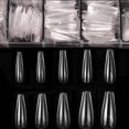 thumbnail image 1 of Uñas postizas largas de ataúd - Uñas acrílicas transparentes en forma de ataúd Puntas de uñas de bailarina BTArtbox 500 piezas Cobertura completa Uñas postizas Caja de cinta de uñas sintética para salón de uñas y arte de uñas DIY, 10 tamaños Ormromra HMHZ003, 1 of 7