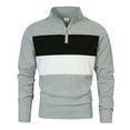 thumbnail image 2 of Afdoent Men's Polo Shirts 2025 New Zipper Long Sleeve Trend Color Block Temperament Pullover Breathable, 2 of 4