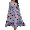 thumbnail image 2 of Dwaogom Women's Fashion Comfort Printing Tie Long Sleeve Round-Neck Dress Plus Size Dress Women'S Elegant Floral Lace Dress Long Summer Dresses For Women, 2 of 4