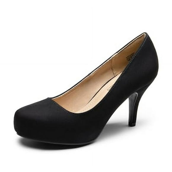 DREAM PAIRS Tiffany Women's New Classic Elegant Versatile Low Stiletto Heel Dress Platform Pumps Shoes,Size 8.5,Black/Suede,TIFFANNY