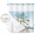 thumbnail image 2 of Summer Beach Chair No Hook Shower Curtain Waterproof, Bathroom Curtains with Snap in Liners and See Through Top Window, Coastal Palm Trees Canoeing Hotel Style Bathtub Curtains Shower 72"Wx72"L, 2 of 8