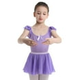 thumbnail image 1 of MSemis Kids Girls 2 Piece Ballet Dance Ruffles Sleeve Gymnastics Leotard with Wrap Skirts, 1 of 7