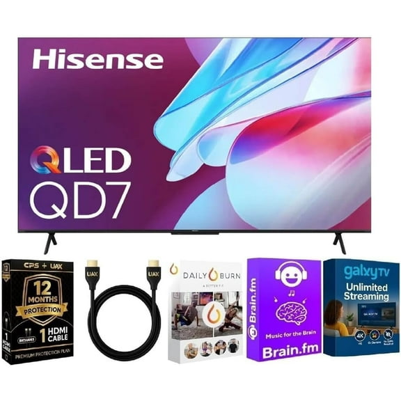 Hisense 85 inch Class QD7 Series QLED 4K UHD Smart Google TV with Streaming Bundle HDMI Cable and 12 Month CPS Warranty for Brilliant Quantum Dot Color and Premium Home Entertainment