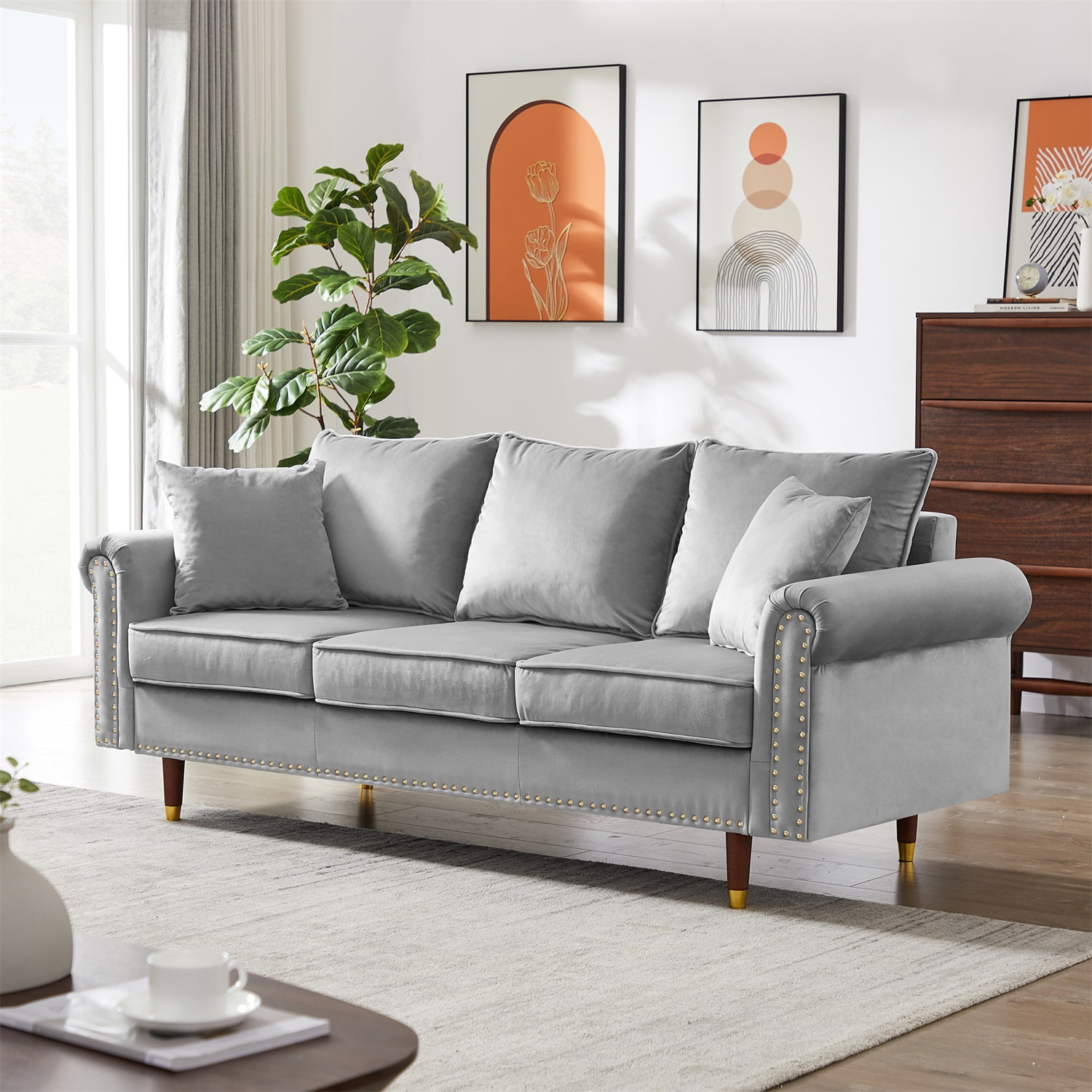 Resenkos 62.5" Casual Sofa Lifestyle Solutions Sofa Bed Couch for Bedroom in Home & Kitchen Apartment Dorm, Grey Resenkos 62.5" Casual Sofa Lifestyle Solutions Sofa Bed Couch for Bedroom in Home & Kitchen Apartment Dorm, Grey