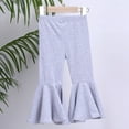 thumbnail image 3 of PINQI Children's Girls Fashion Flare Leggings Stretch Cotton Hem Pants Oversized Flare Pants Kids Girls Solid Color Dance Bell Bottoms(Grey-2,2-3 Years), 3 of 3