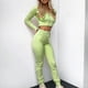 thumbnail image 2 of Mujeres con cuello en V Manga larga Tops Pantalones largos Dos piezas Conjunto sólido Traje casual Wmkox8yi bvn3085, 2 of 7