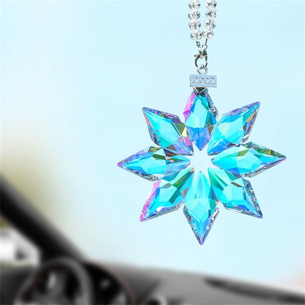 Xihbxyly Colgante de Copo de Nieve de Cristal, Deslumbrante Decoración Octogonal para Coche, Llamativo Accesorio para Espejo Retrovisor, Elegante Adorno Interior, Fácil Instalación, Apto para Todo Ti