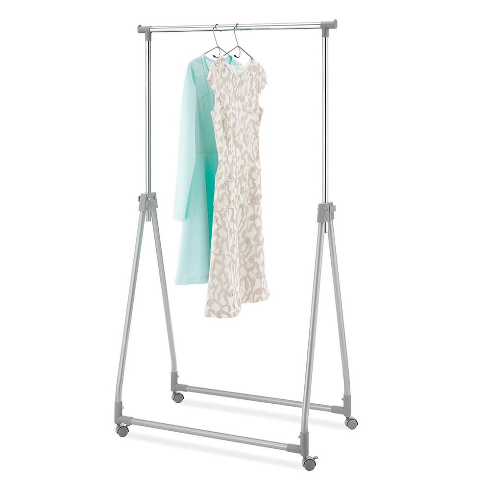 Whitmor Foldable Garment Rack Rolling Clothes Rack Adjustable