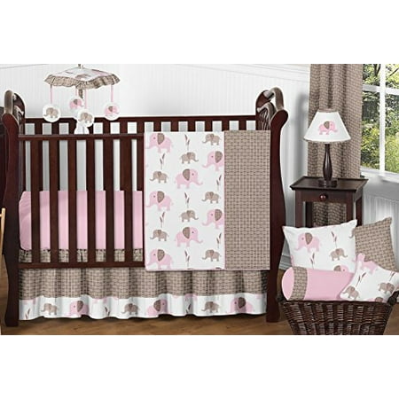 Sweet Jojo Designs 11 Piece Modern Pink And Brown Mod Elephant