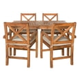 thumbnail image 3 of Acacia Wood Simple Patio 5-Piece Dining Set with x-shaped back - Brown, 3 of 6
