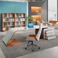 thumbnail image 3 of Luxury Console Office Desks Study Conference Desktops Storage Executive Gaming Table Modern Shelf Bureau Meuble Desk Supplies My Lux Decor Round, 3 of 10