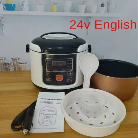 

YEYNGQC 12V 24V Rice Cooker Car Truck Soup Porridge Cooking Pot Fast Heating Lunch Box Mini Food Steamer Meal Heater Warmer 2L