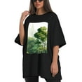 thumbnail image 4 of Plus Size Shirt for Women Black Tops for Women Short Sleeves Shirt for Women Trees And Bushes T Shirt Crewneck Shirt for Women XS, 4 of 5