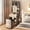 Gray, variant on BAYUELSWU Vanity Desk Set with Sliding Mirror and LED Lights, Makeup Vanity Desk Set with Charging Station, Small Compact Mini Corner Vanity Set with Hidden Storage Stool for Bedroom (White)