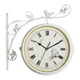 thumbnail image 1 of Reloj de pared de doble cara con soporte colgante, diseño de gallo, estilo vintage para jardín, para interior. blanco, 1 of 8