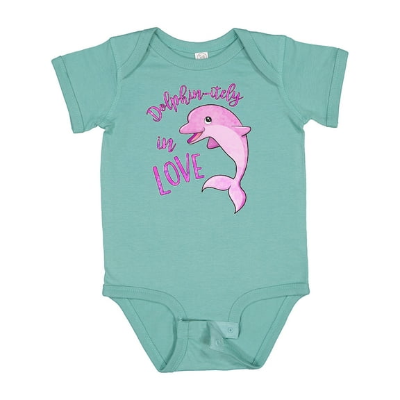 Inktastic Dolphin-itely in Love Cute Pink Dolphin Boys or Girls Baby Bodysuit