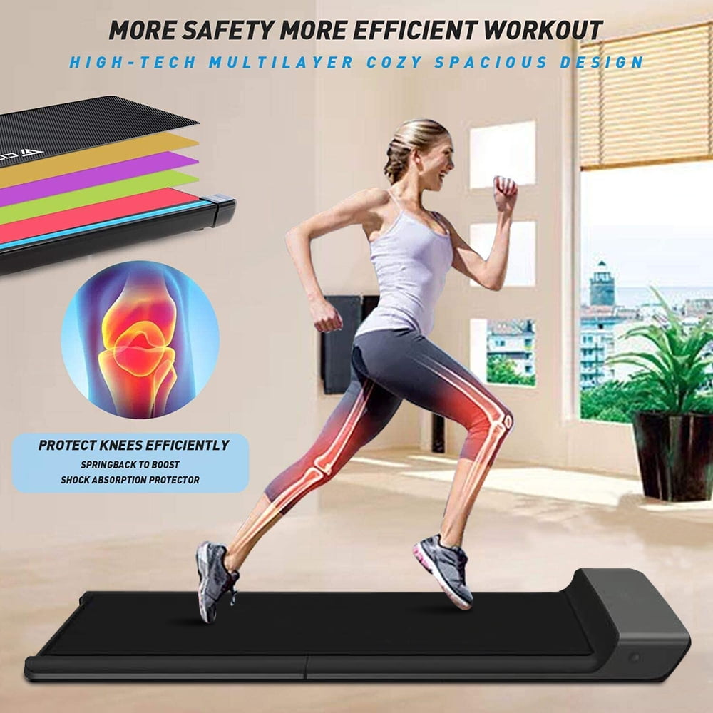 Foldable Fitness Treadmill for Home, Under Desk Treadmill Walking Pad Treadmill with LED Display, Slim & Portable Exercise Jogging Treadmill with Remote, 0-3.72mile/H, Installation-Free, Black, SS1066