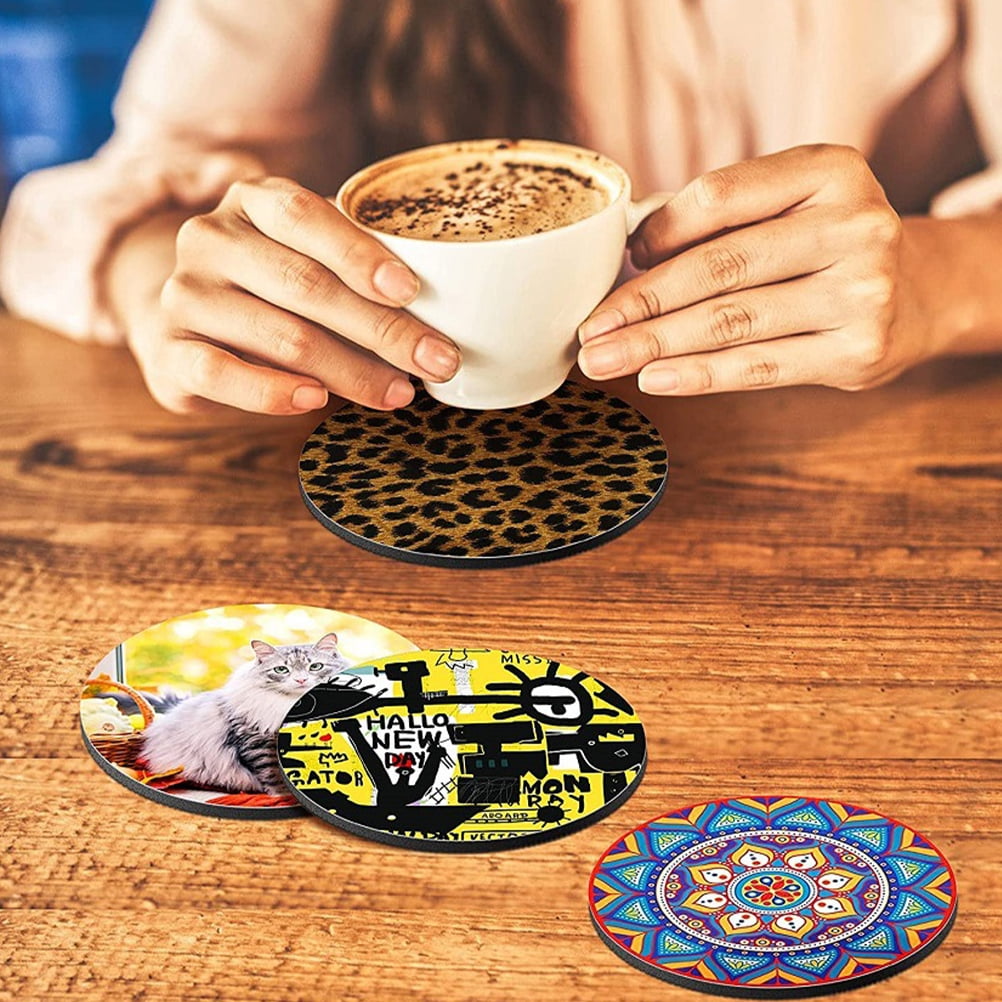 Masteelf 50PCS Sublimation Coasters Sublimation Blank Coasters DIY Crafts Cup Mat Round Cup Mat for DIY Crafts and Heat Transfer Printing