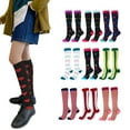thumbnail image 2 of Chaussettes de Compression 20-30mmhg Longueur Genou Bas de Sport Femmes Bas de Randonnée Bas pour Unisexe Course Cyclisme, Rouge Jaune, à Carreaux, P/M, 2 of 7