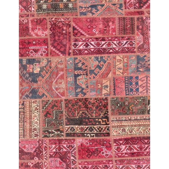 Ahgly Company Machine Washable Indoor Rectangle Abstract Pink Coral Pink Area Rugs, 8' x 12'