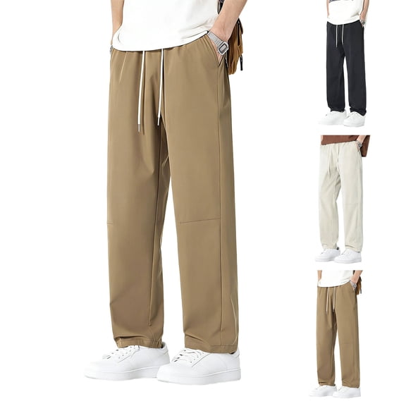 Men's Golf Hiking Pants Dress Pants Wrinkle Free Flat Front Side Pockets Stretch Straight Leg Casual Work Travel Pants with Elastic Waist Slacks Big and Tall Size M-4XL Yellow