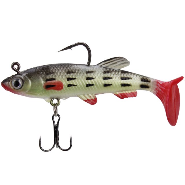 Señuelos de Pesca Cebos Simulación Señuelo Cebo con Anzuelo Simple y Anzuelo Triple para Pesca de Agua Dulce y Salada Verde