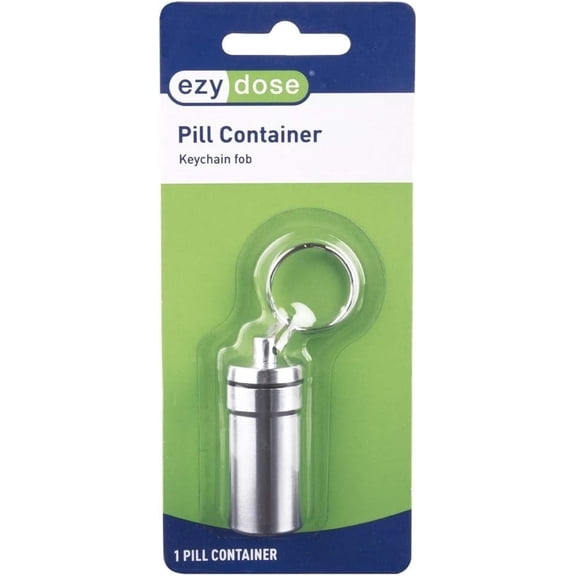 Ezy Dose Stainless Steel Keychain Fob Pill Container, 1 Ea..
