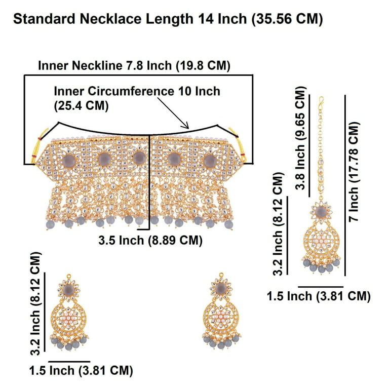 Gold Plated Indian Bollywood Style Kundan Gray Fusion Necklace