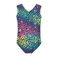 thumbnail image 2 of FOR U DESIGNS Colorful Leopard Print Kids Summer Swimsuit Athletic One Piece Beach Swimwear Elastic Sleeveless Bathing Suit for Girls 3-4 Years Old, 2 of 8