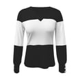 thumbnail image 3 of Women's Fall Fashion Long Sleeve Tops Color Block, Loose Fit, V Neck, Casual Pullover, Polyester, Trendy Design, 3 of 3