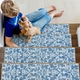 thumbnail image 5 of Blue Carpet Stair Treads Non Slip Backing 8" X 30" Stair Treads for Wooden Steps Indoor, Soft Washable Stairway Stair Runners Oriental Staircase Rugs for Kids Pets Elders, 5 of 5