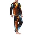 thumbnail image 2 of Naloa Red And Blue Fire Skull Warrior Men’s Pajamas Set - Long Sleeve Button Down Sleep Shirt and Pajama Bottoms Sleepwear Set-Medium, 2 of 7