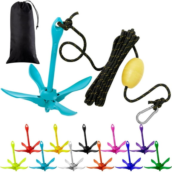 1 Pack Marine Kayak Anchor Kit 1.5 lb Folding Grapnel Anchor Kit Boat Anchor Kayak Fishing Accessories for Small Boats Kayaks Canoe Paddle Boards