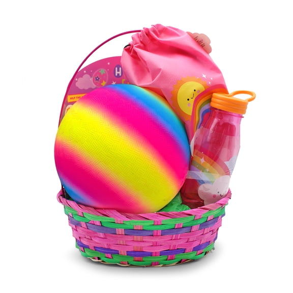 Pink Rainbow Ball Prefilled Easter Basket, by Megatoys